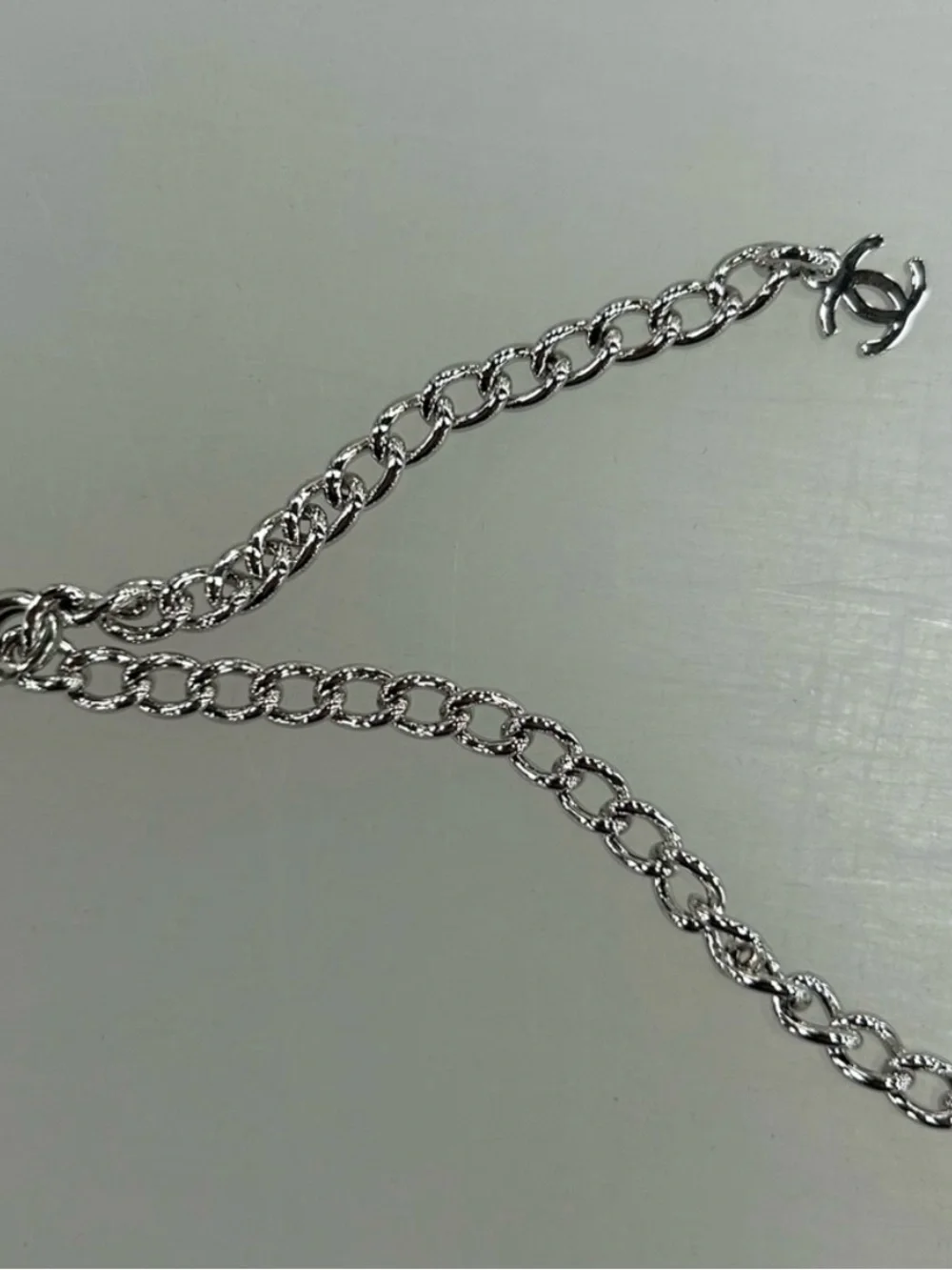 Silver Chanel CC Choker Necklace